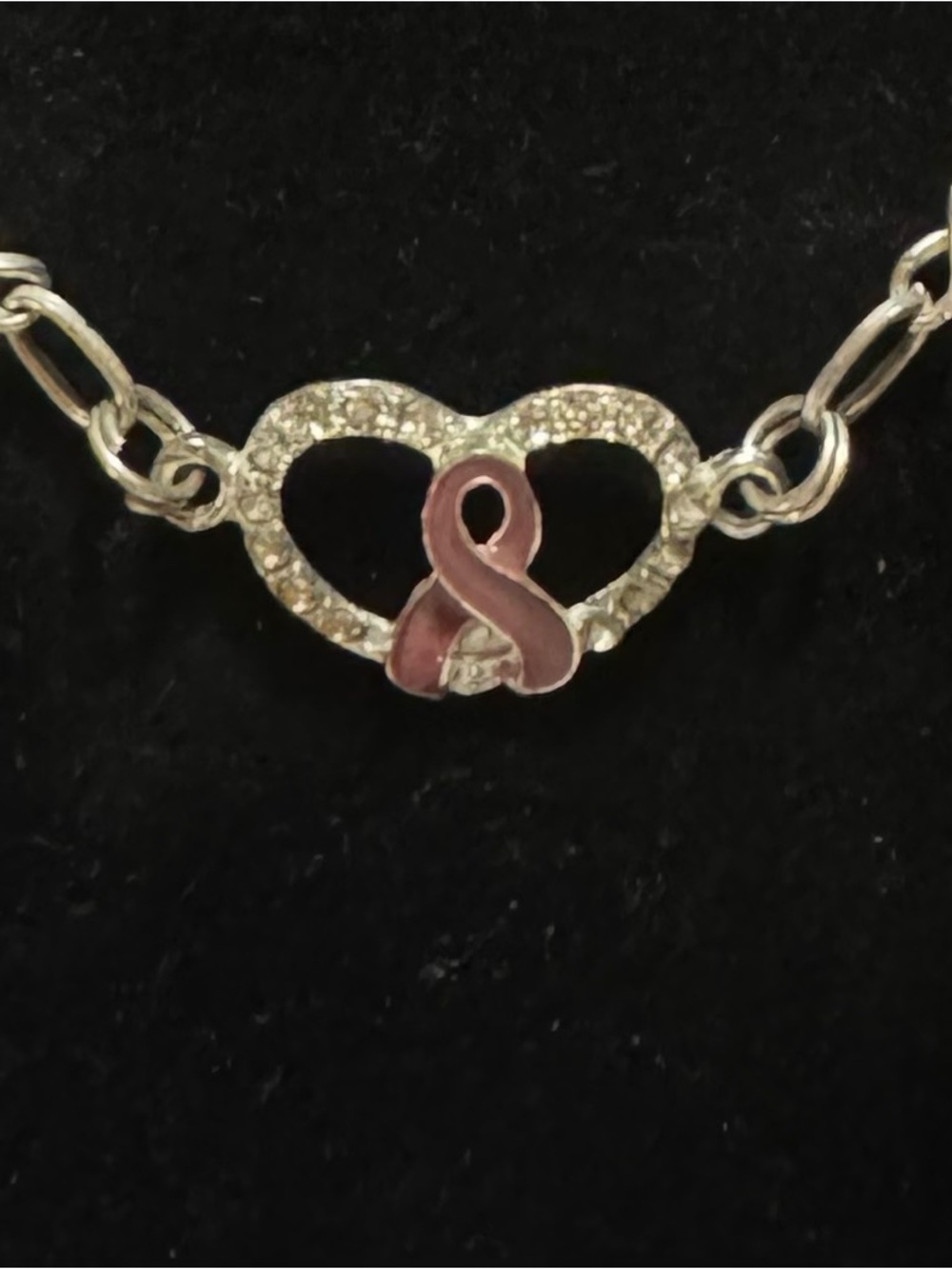 Breast Cancer Awareness Heart Necklacr